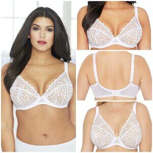 Set of 3! 42G Glamorise WONDERWIRE Bra (Sheer~Stretch~Lace) SNUG-FIT! White NEW
